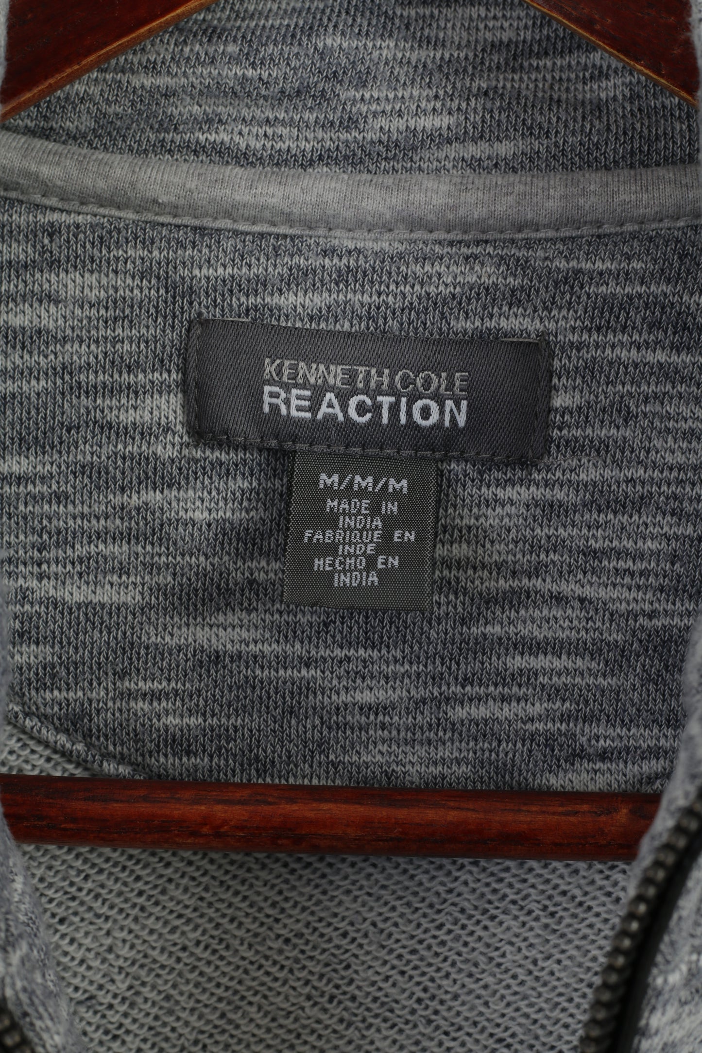 Kenneth Cole Reaction Women M Sweatshirt Gris Coton Détail Zip Up Top