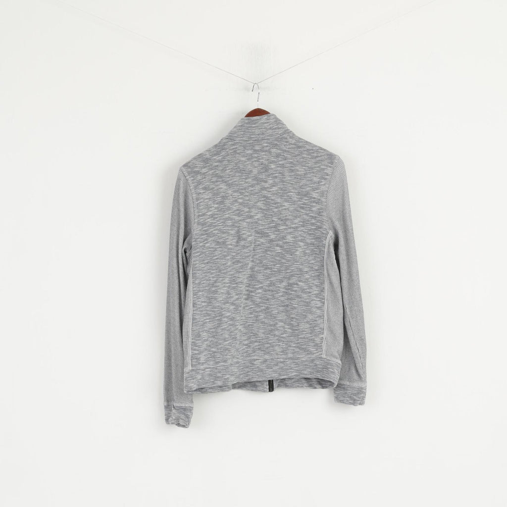 Kenneth Cole Reaction Women M Sweatshirt Grey Cotton Detailed Zip Up Top