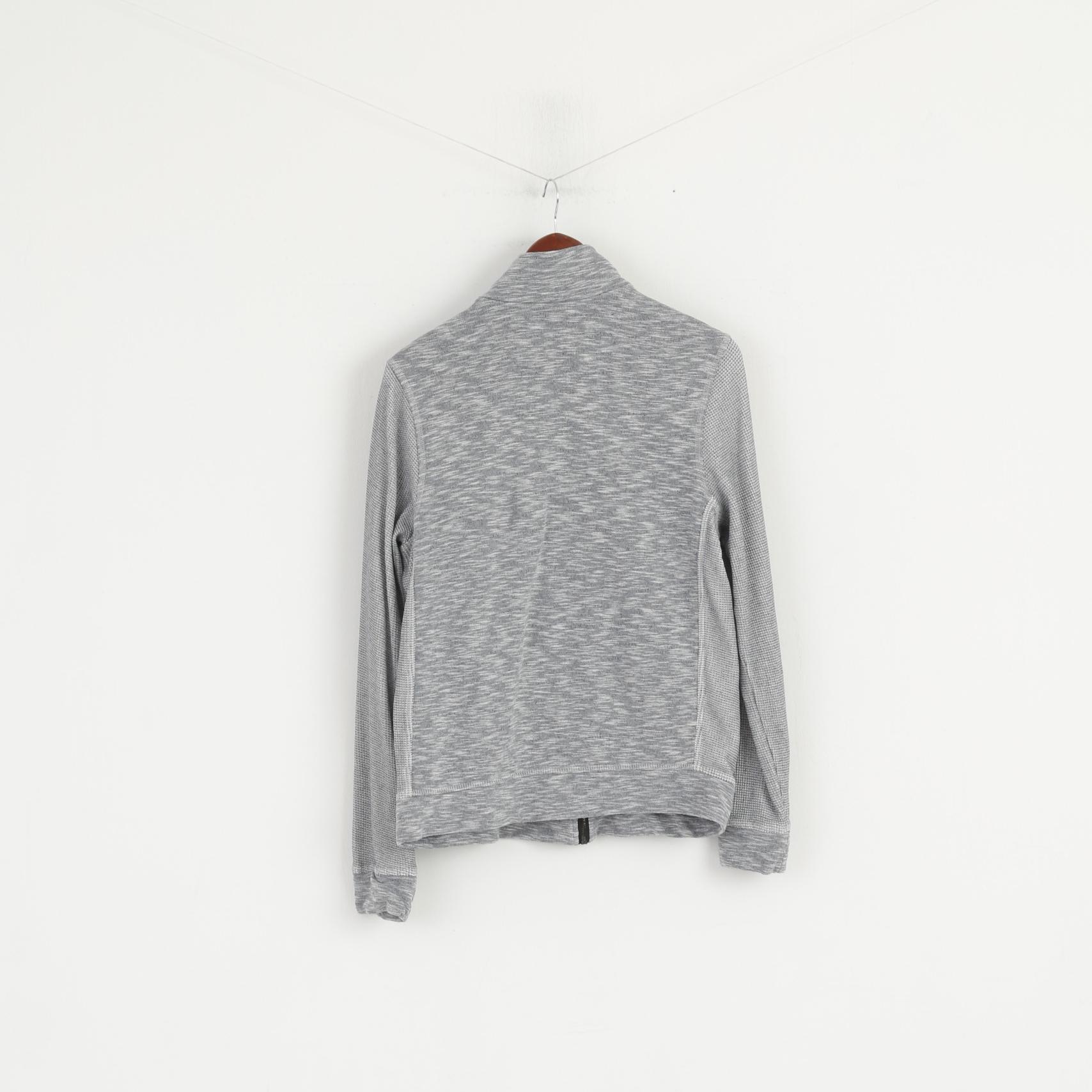 Kenneth Cole Reaction Women M Sweatshirt Grey Cotton Detailed Zip Up Top