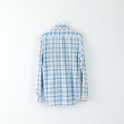 GANT Mens Casual Shirt L Long Sleeve Blue Cotton Checked Fitted