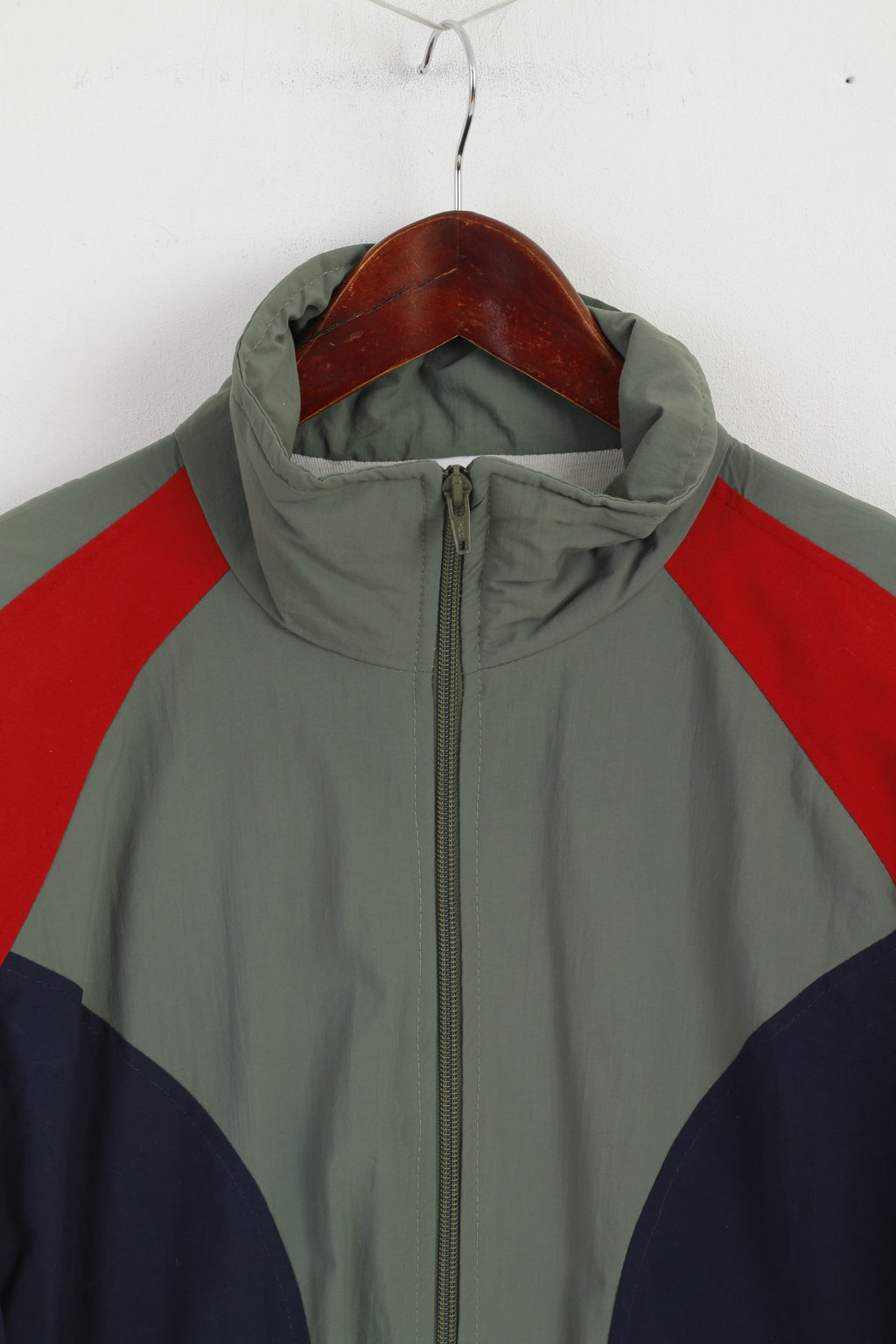 Tactel Veste pour homme en nylon vert marine imperméable rétro avec fermeture éclair complète