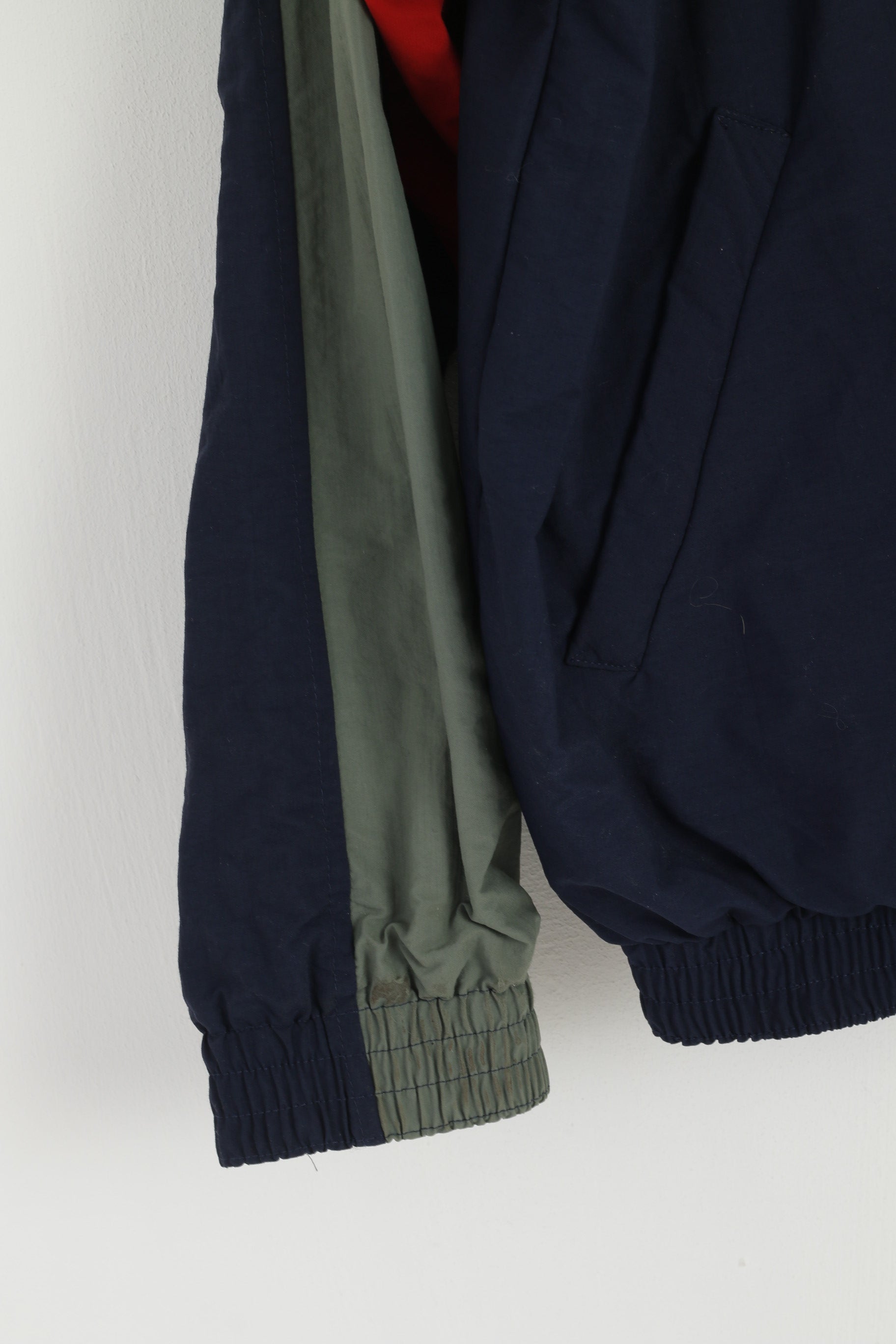 Tactel Veste pour homme en nylon vert marine imperméable rétro avec fermeture éclair complète