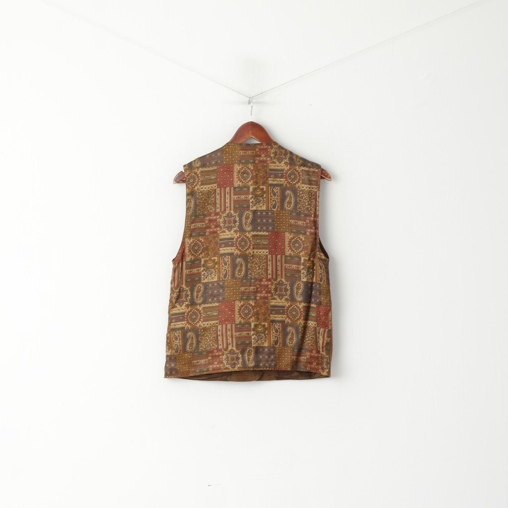 Fashion Collection International Women 14 42 Waistcoat Brown Leather Vintage Vest Top