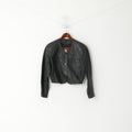 Clever Made For You Veste courte en cuir noir avec épaulettes pour femme 36 S