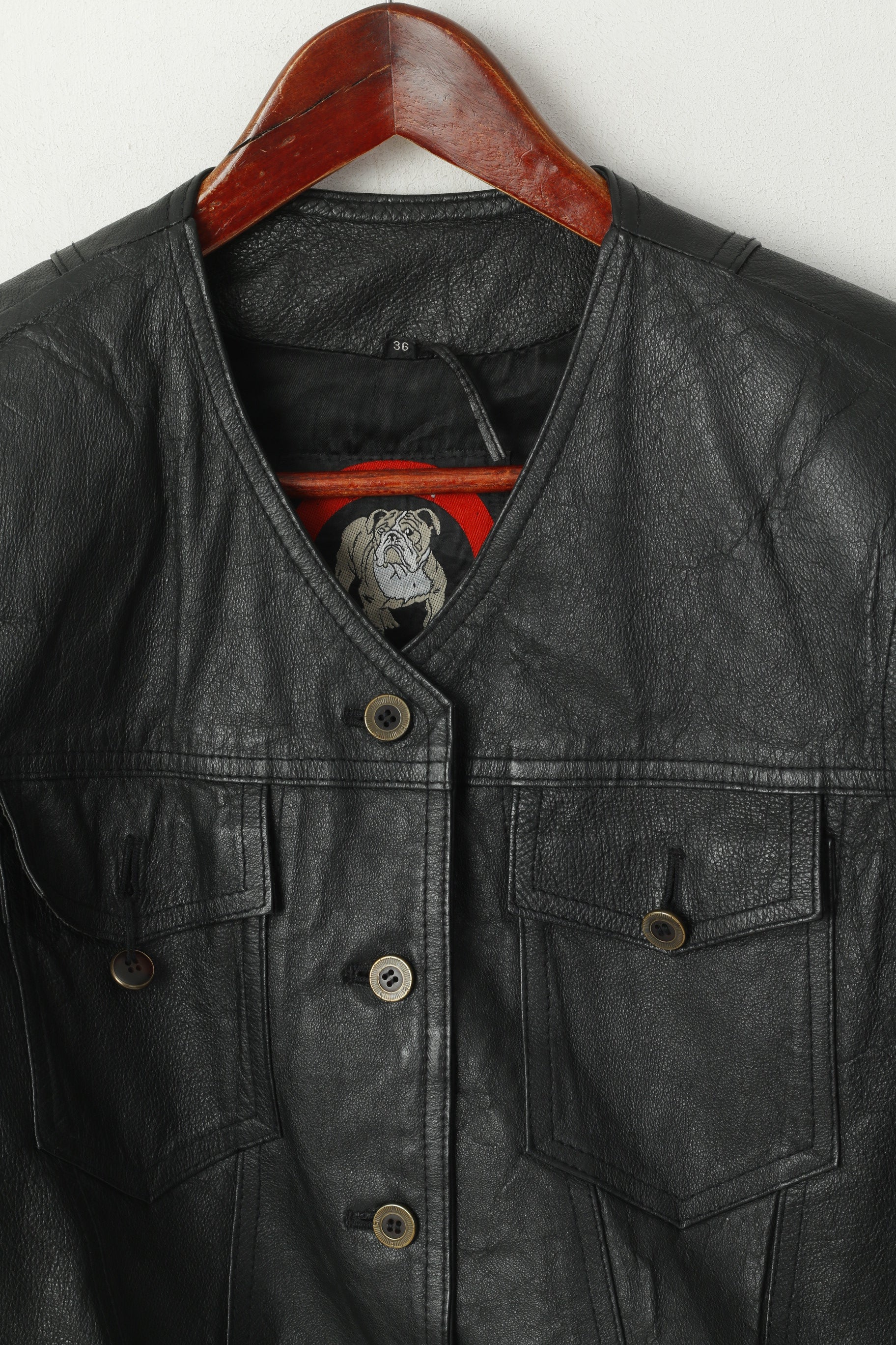 Clever Made For You Giacca corta da donna 36 S Top con spalline in pelle nera