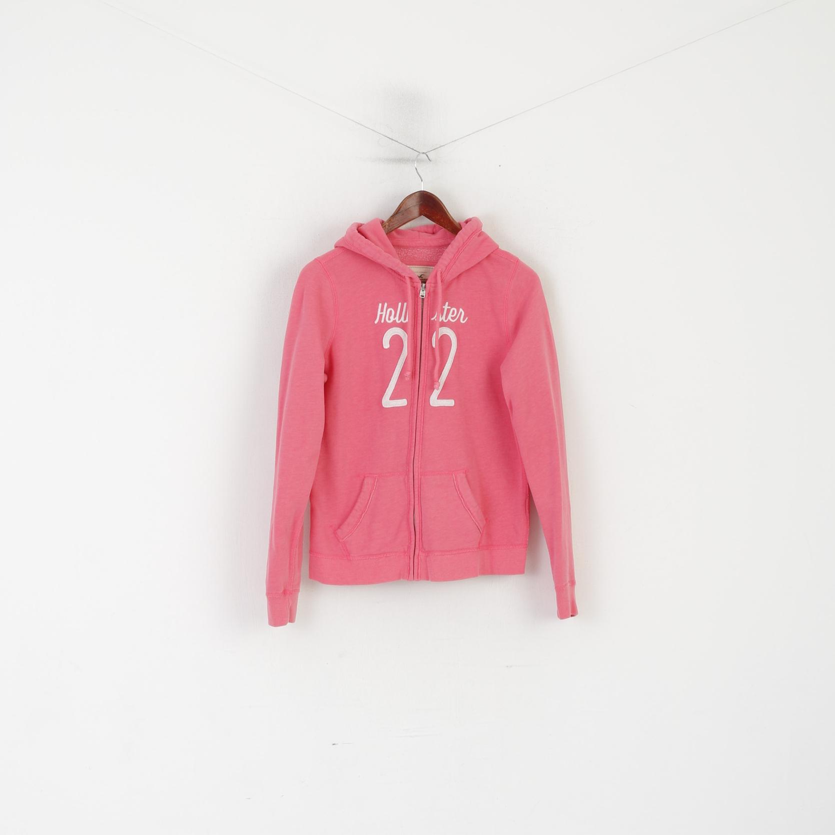 Hollister California Women L (M) Sweatshirt Pink Cotton Zip Up Hooded Top
