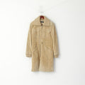 SAKI Femmes 38 S Manteau Beige Daim Cuir Fermeture Éclair Complète Décontracté Vintage Col Montant Haut