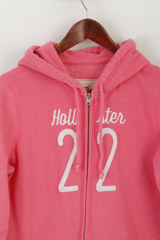 Hollister California Women L (M) Sweatshirt Pink Cotton Zip Up Hooded Top