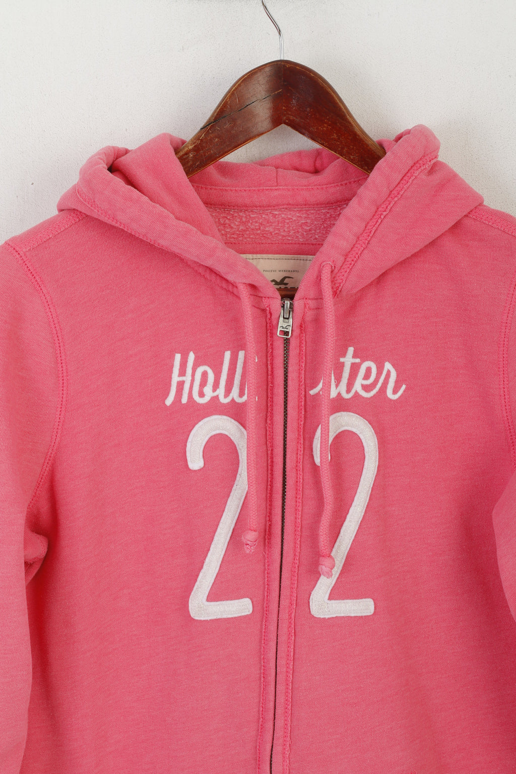 Hollister California Women L (M) Sweat-shirt à capuche zippé en coton rose