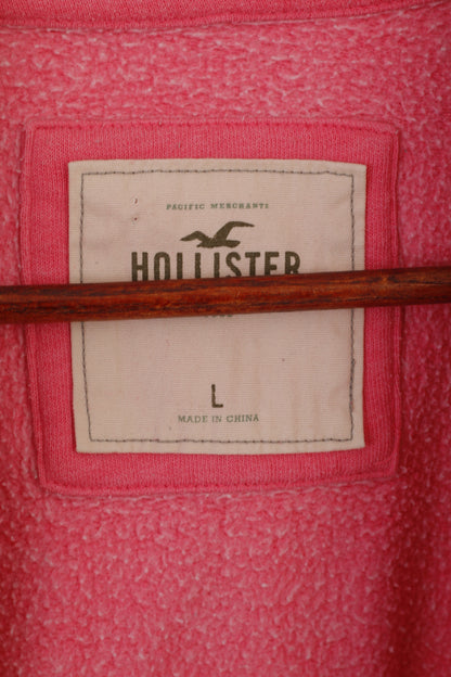 Hollister California Women L (M) Sweat-shirt à capuche zippé en coton rose