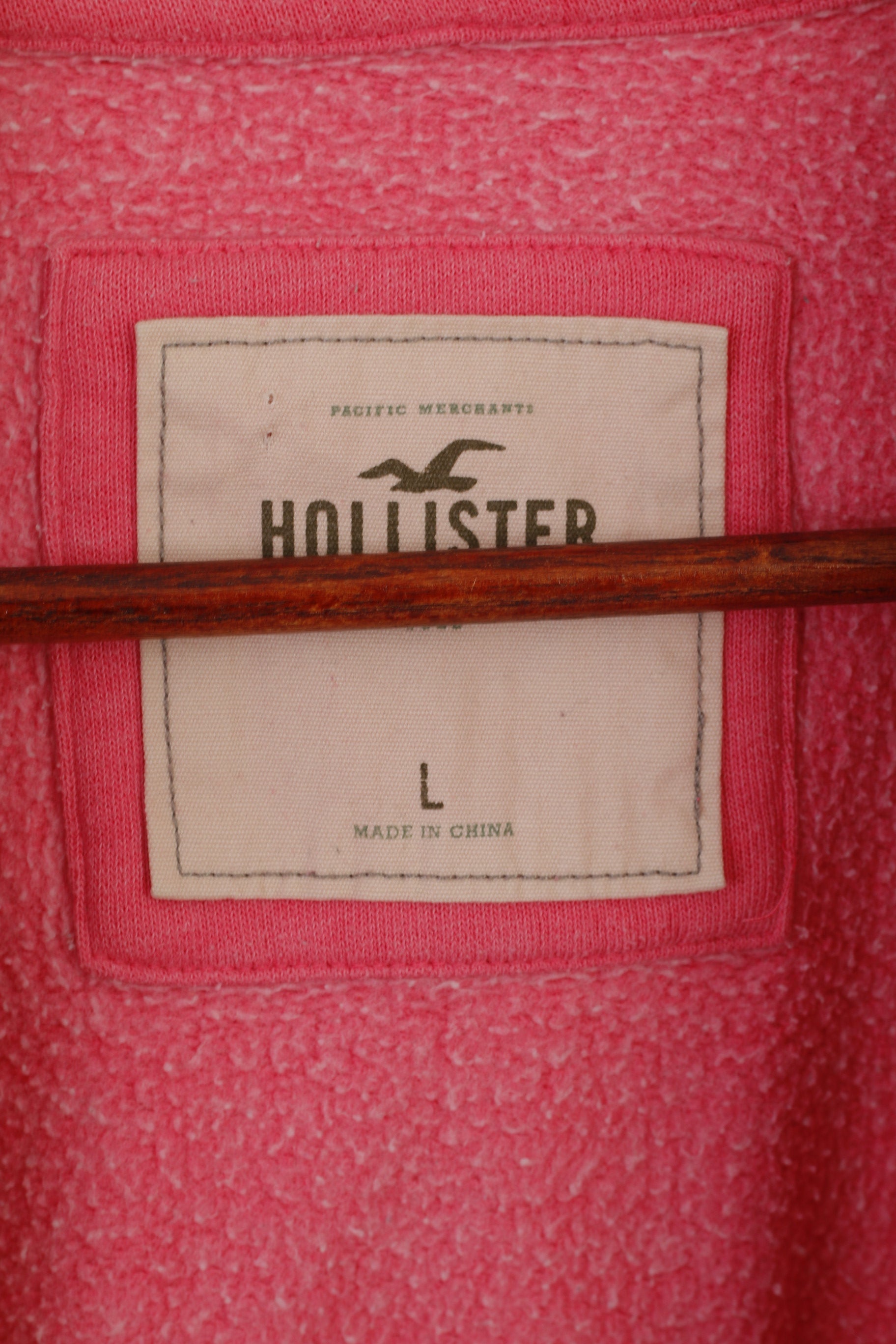Hollister California Women L (M) Sweatshirt Pink Cotton Zip Up Hooded Top