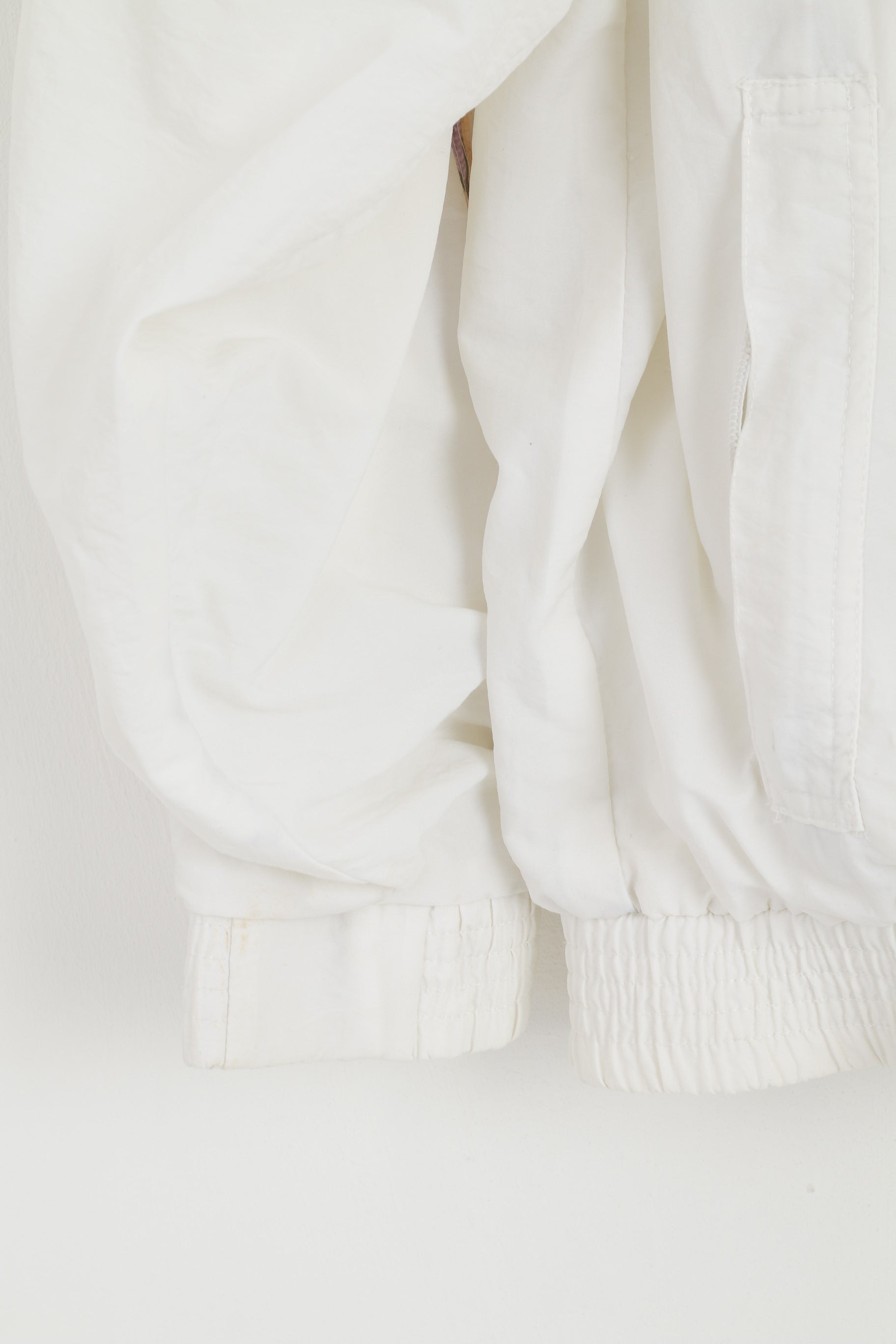 Giorgio Vincenzo Men L Jacket White Vintage Printed Nylon Full Zipper Bomber Top