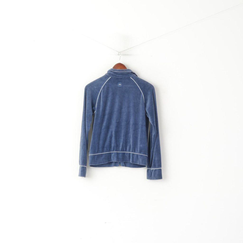 Ellesse femmes 12 S sweat bleu coton velours pleine fermeture éclair haut court