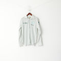 La Martina Men XL (L) Casual Shirt Green Striped Cotton England polo Argentino Top
