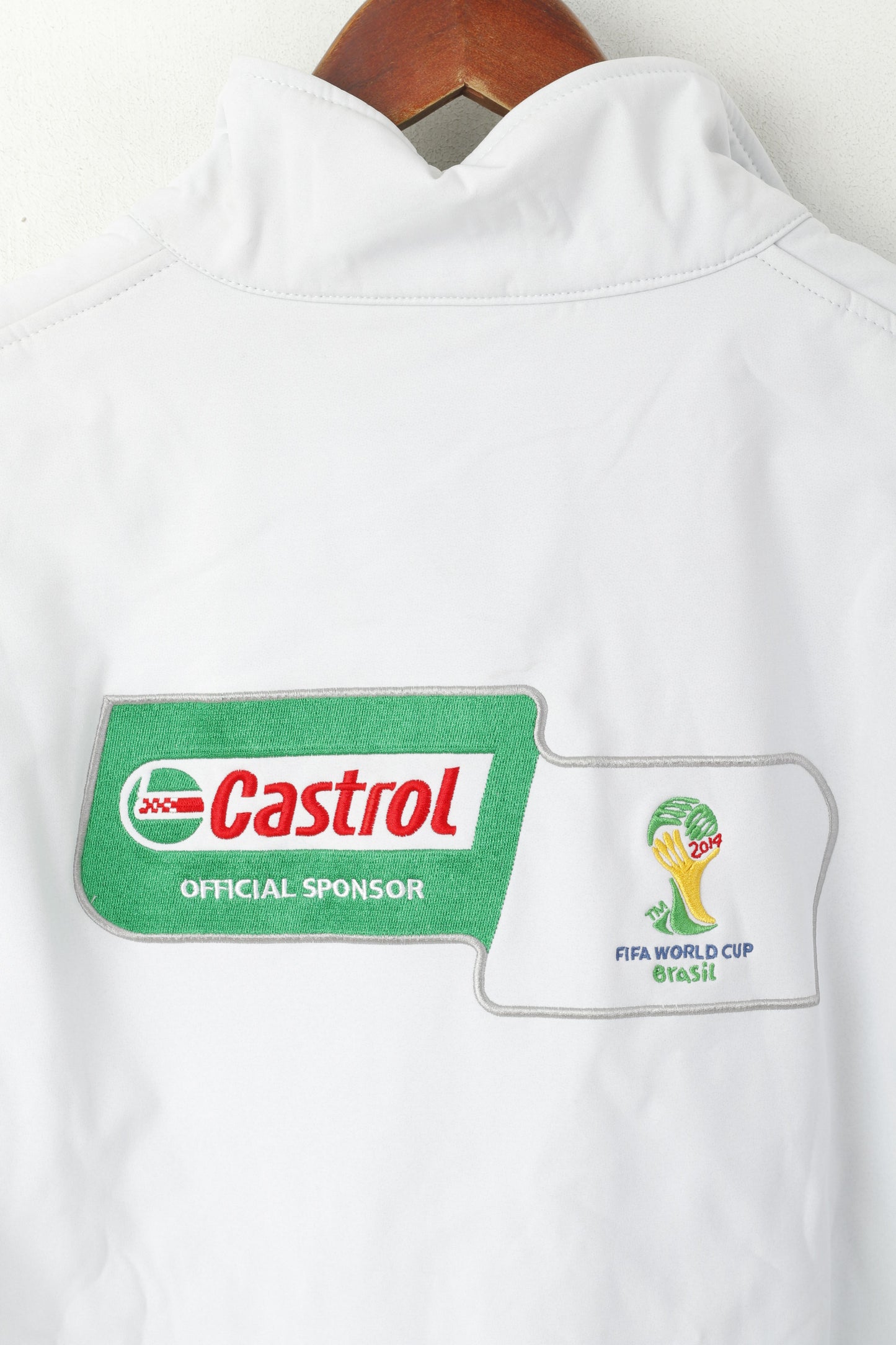 Fifa World Cup Brasil Men XL Jacket White Detachable Sleeves Castrol FC 2014 #14 Top