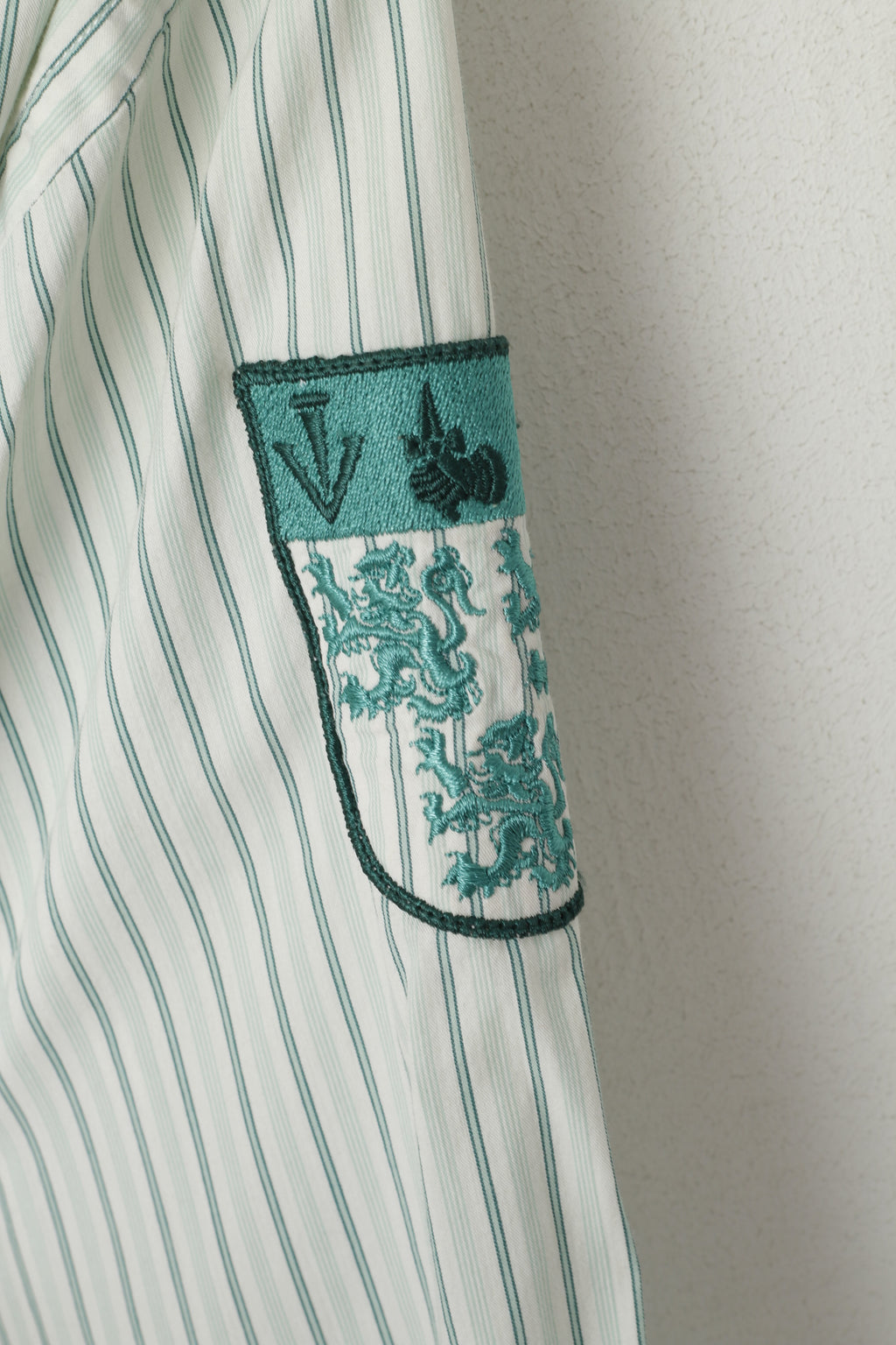 La Martina Men XL (L) Casual Shirt Green Striped Cotton England polo Argentino Top