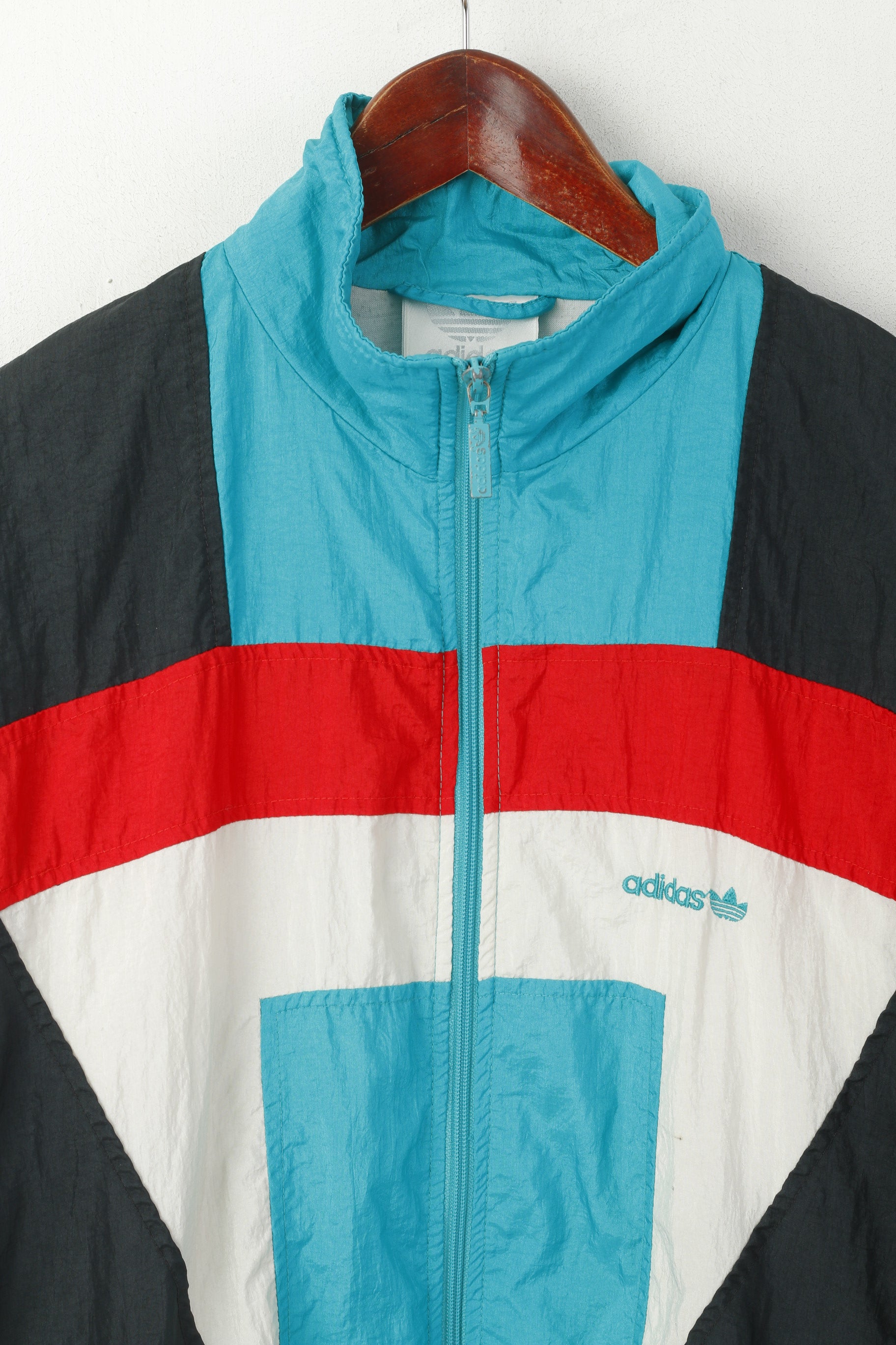 Adidas Hommes D5 174 M Veste vintage Brillant Nylon Vert Full Zip Oldschool Track Top