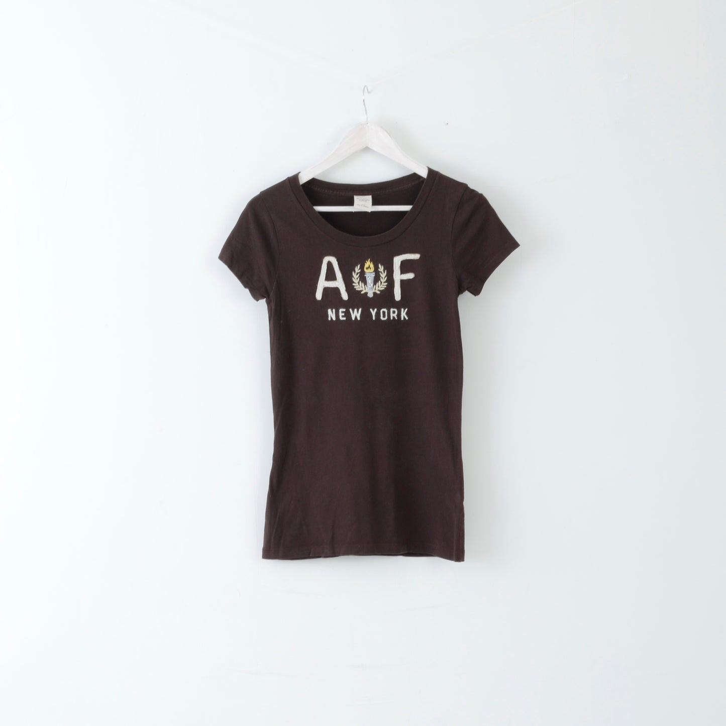 Abercrombie &amp; Fitch T-shirt L pour femme en coton marron Torch New York Stretch Top