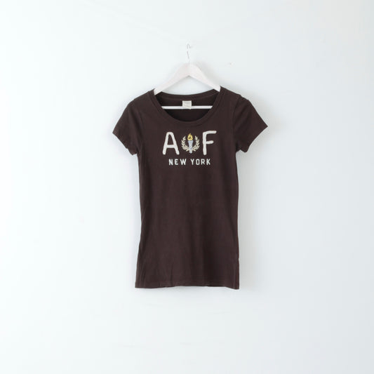 T-shirt Abercrombie &amp; Fitch da donna L. Top elasticizzato Torch New York in cotone marrone