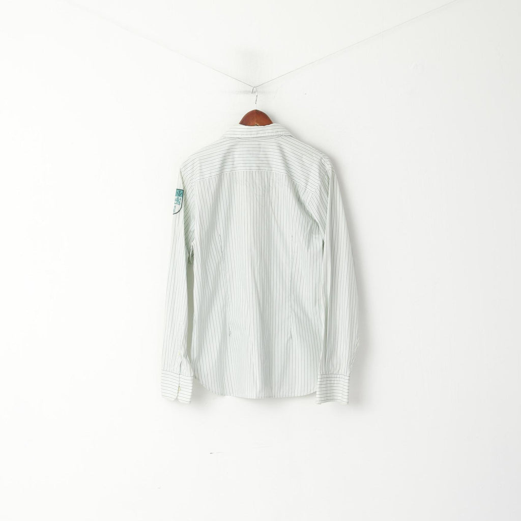 La Martina Men XL (L) Casual Shirt Green Striped Cotton England polo Argentino Top