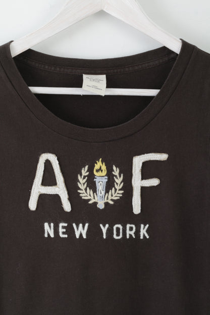 Abercrombie & Fitch Womens L T-Shirt Brown Cotton Torch New York Stretch Top