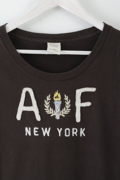Abercrombie &amp; Fitch T-shirt L pour femme en coton marron Torch New York Stretch Top