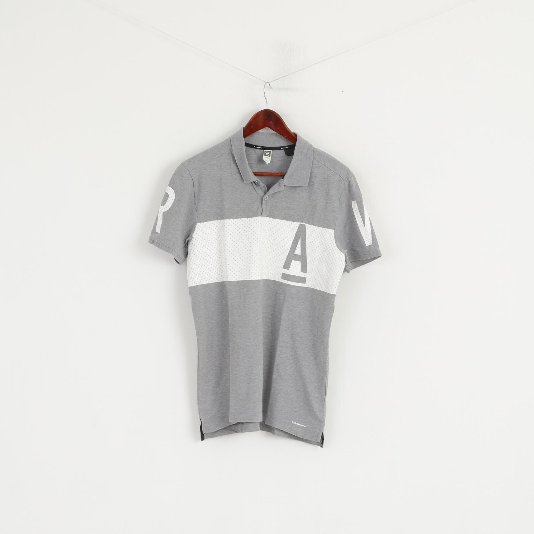 G-STAR RAW Men M Polo Shirt Light Grey Cotton Abeloak Polo Slim Fit GS Top
