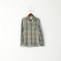 Superdry Men M Casual Shirt Green Checkered Faded Cotton Pocket Long Sleeve Retro Top