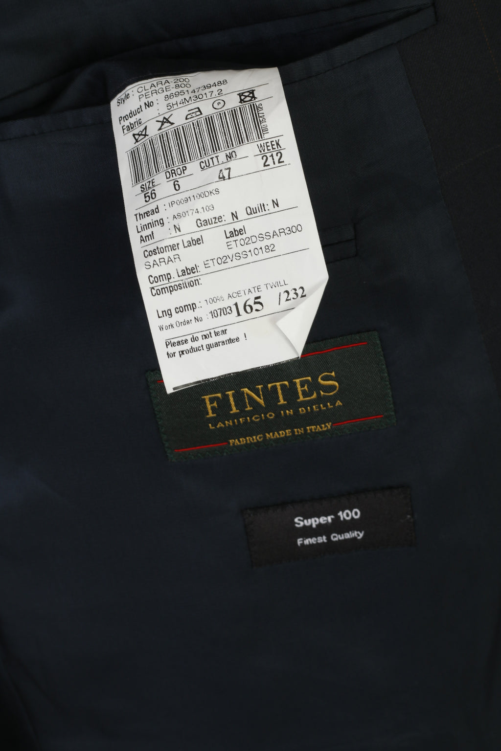 SARAR Men 56 46 Blazer Navy Check Wool Lanificio in Italy Single Breasted Jacket