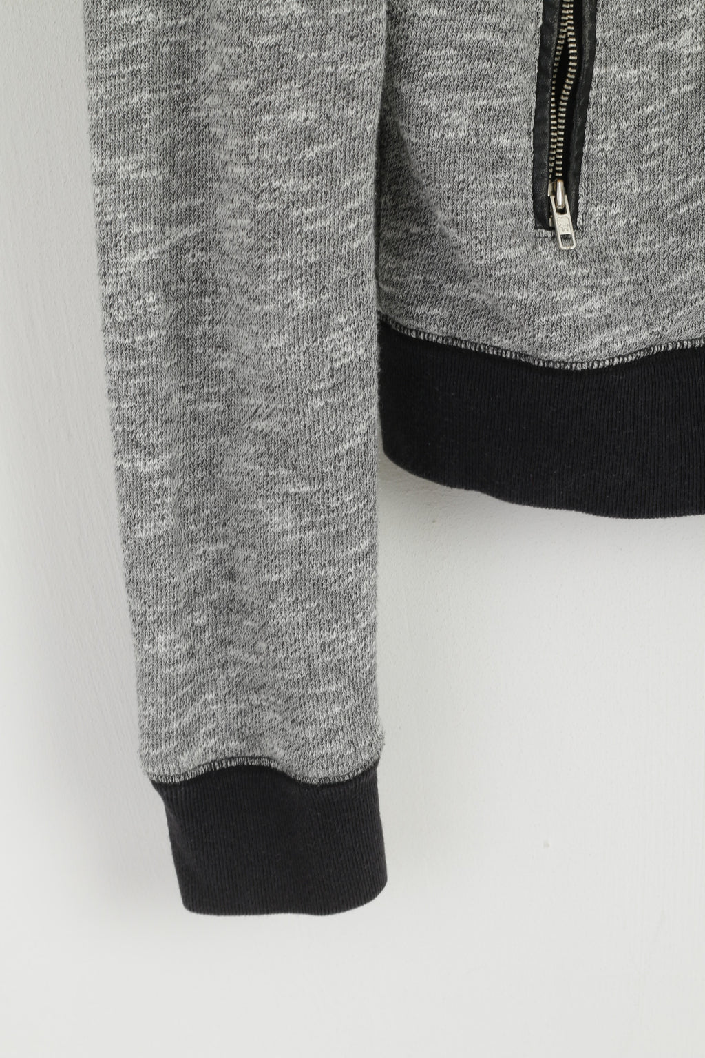 PINK Sweat-shirt femme Gris Coton Délavé à capuche Fermeture éclair complète Haut de sport