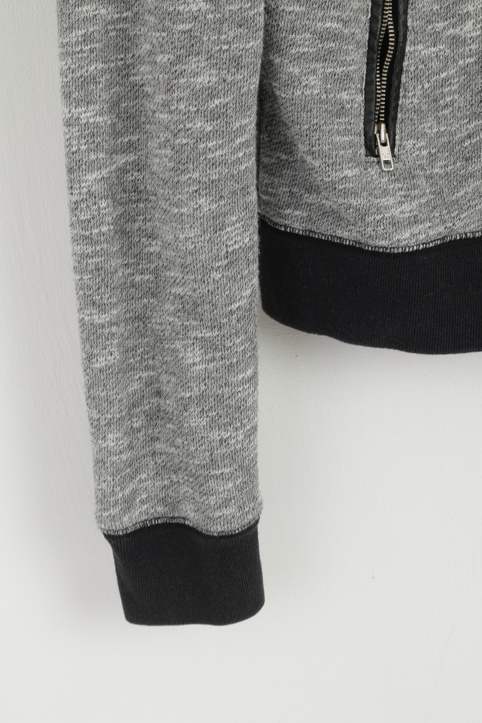 PINK Sweat-shirt femme Gris Coton Délavé à capuche Fermeture éclair complète Haut de sport