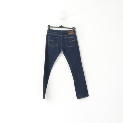 G-Star Raw Women 30 Jeans Trousers Navy Denim Cotton Straight Low Waist Pants