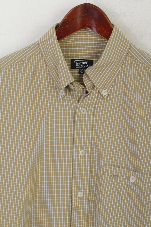 Camel Active Men M Chemise décontractée Kaki Check Cotton Outdoor Haut à manches longues
