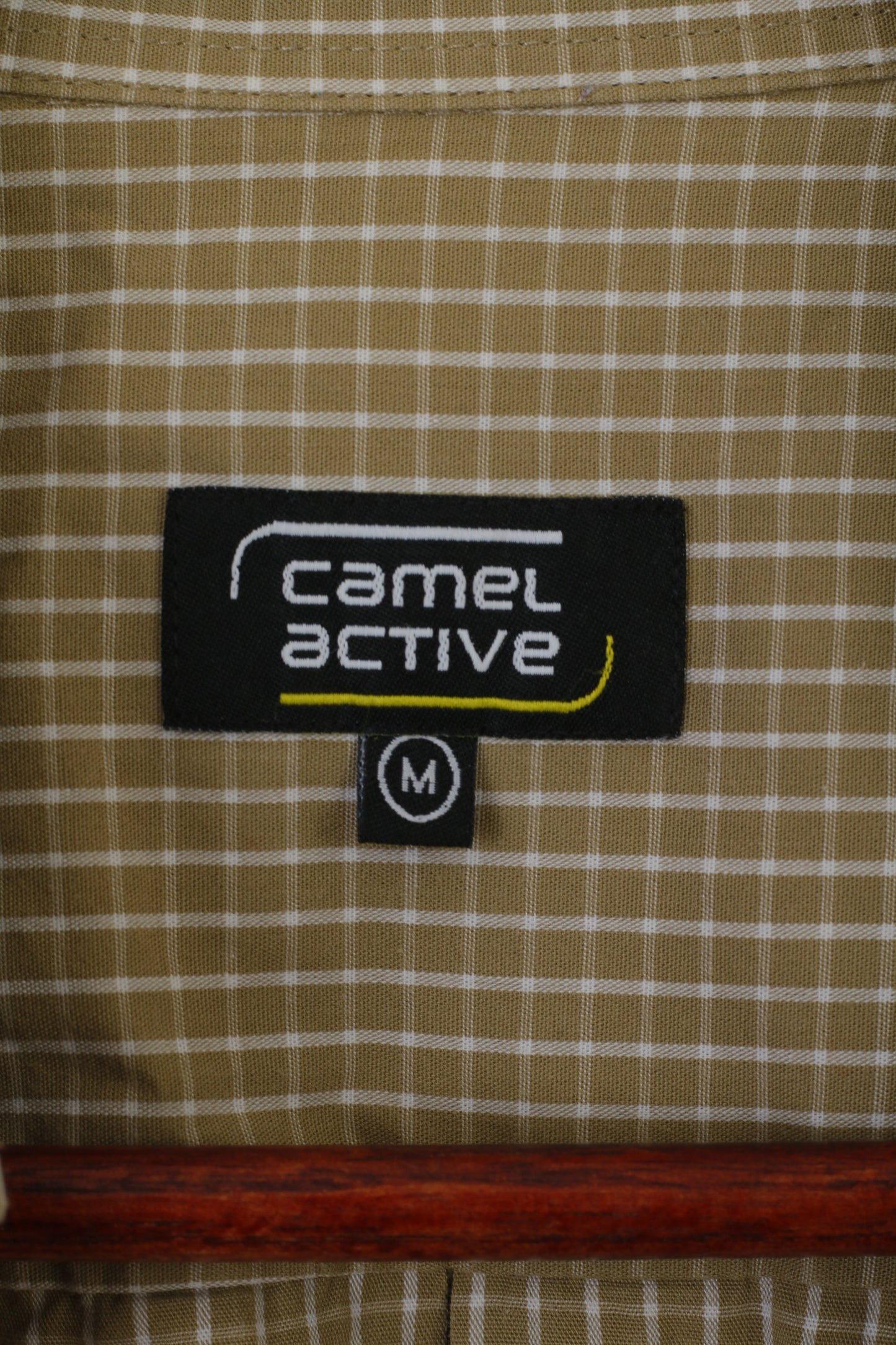 Camel Active Men M Casual Shirt Khaki Check Cotton Outdoor Long Sleeve Top