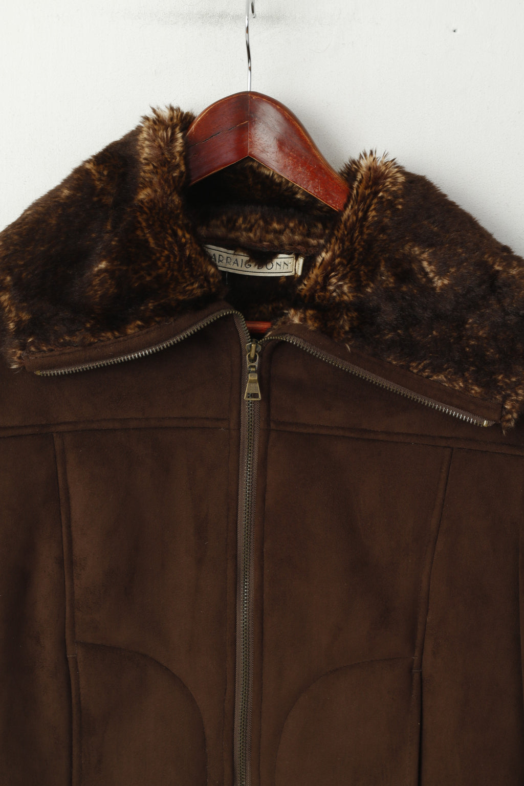 Carraig Donn Giacca da donna M Marrone Top casual foderato in pelliccia fucsia con cerniera intera e colletto