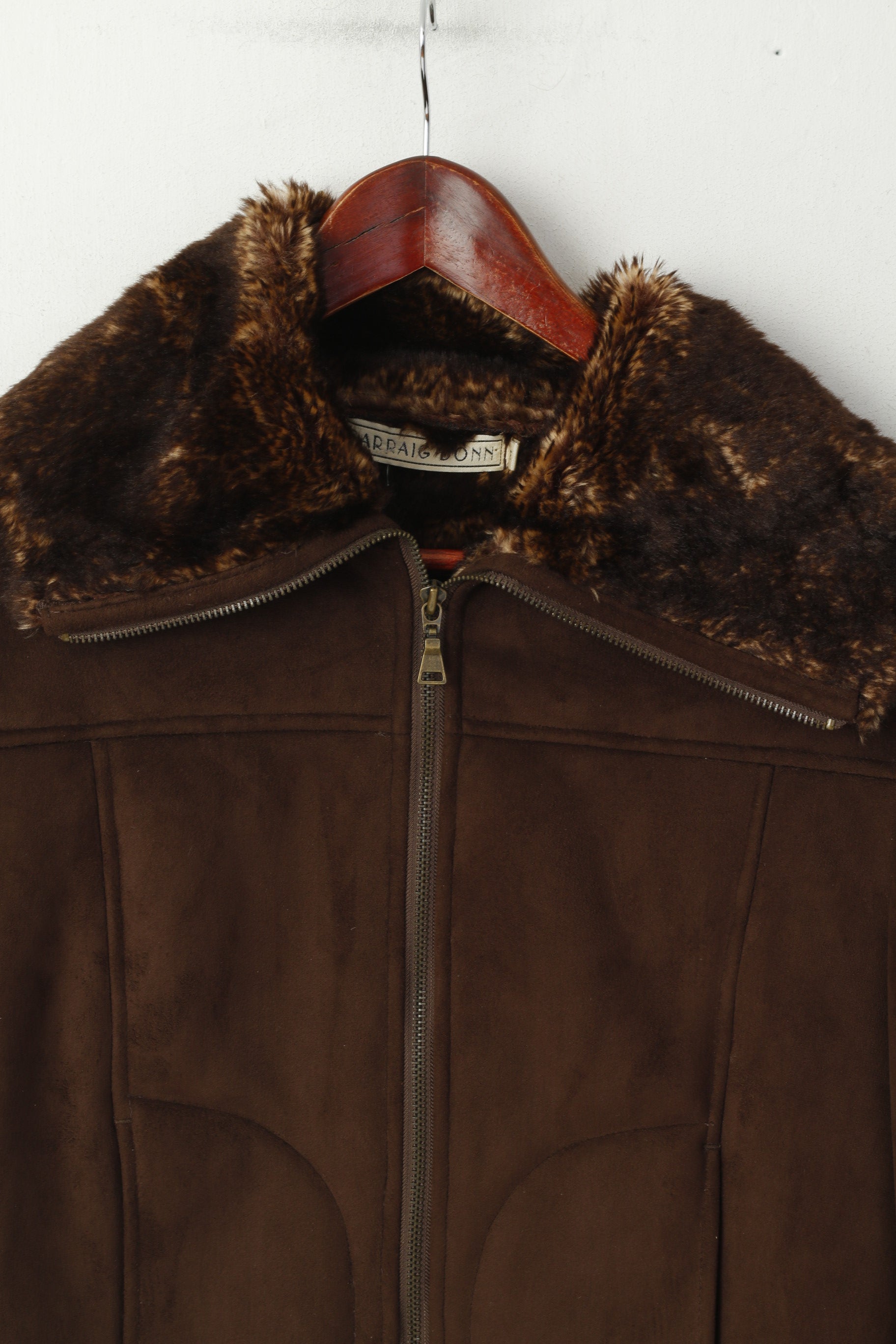 Carraig Donn Giacca da donna M Marrone Top casual foderato in pelliccia fucsia con cerniera intera e colletto