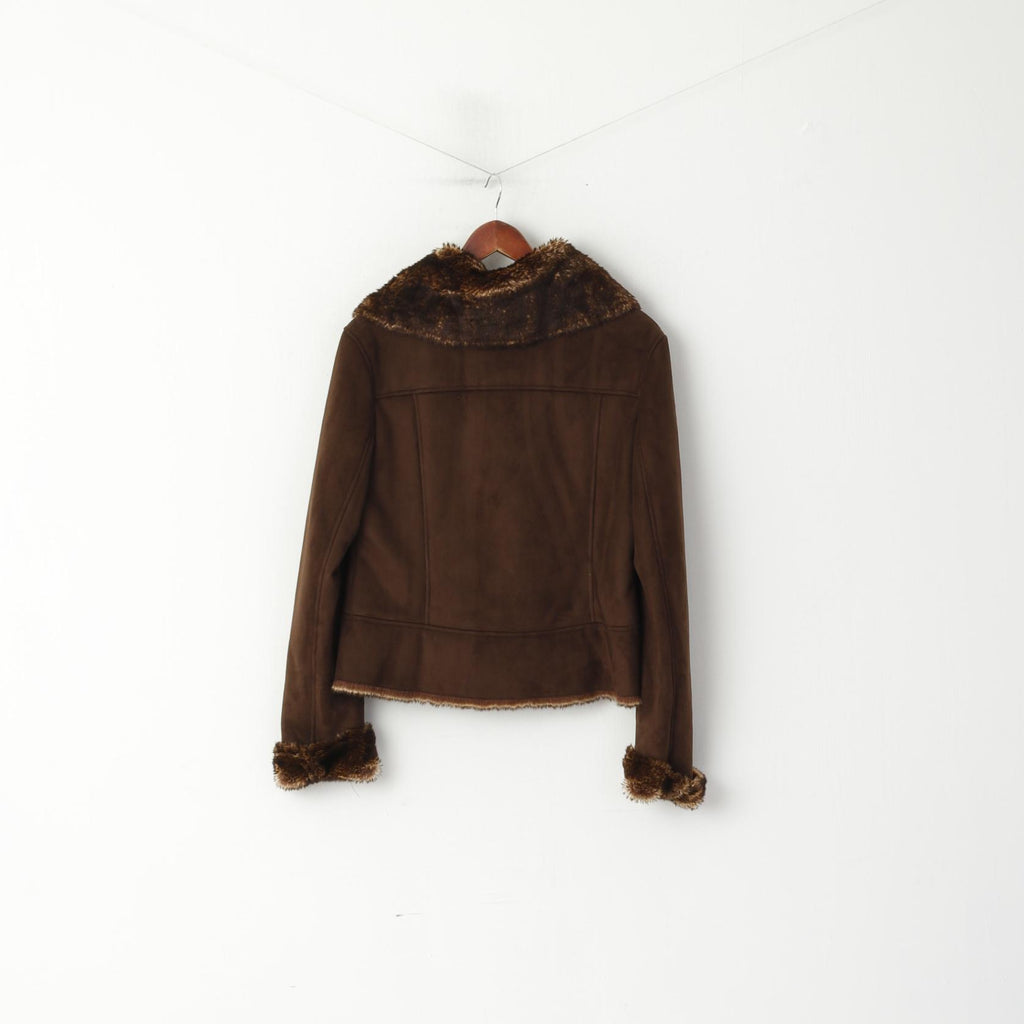 Carraig Donn Giacca da donna M Marrone Top casual foderato in pelliccia fucsia con cerniera intera e colletto