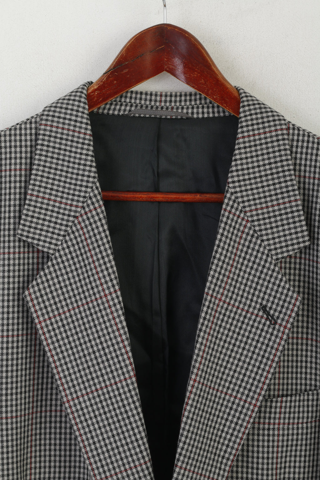 Skopes Men 54 Long Blazer Gray Herringbone Vintage Wool Single Breasted Jacket