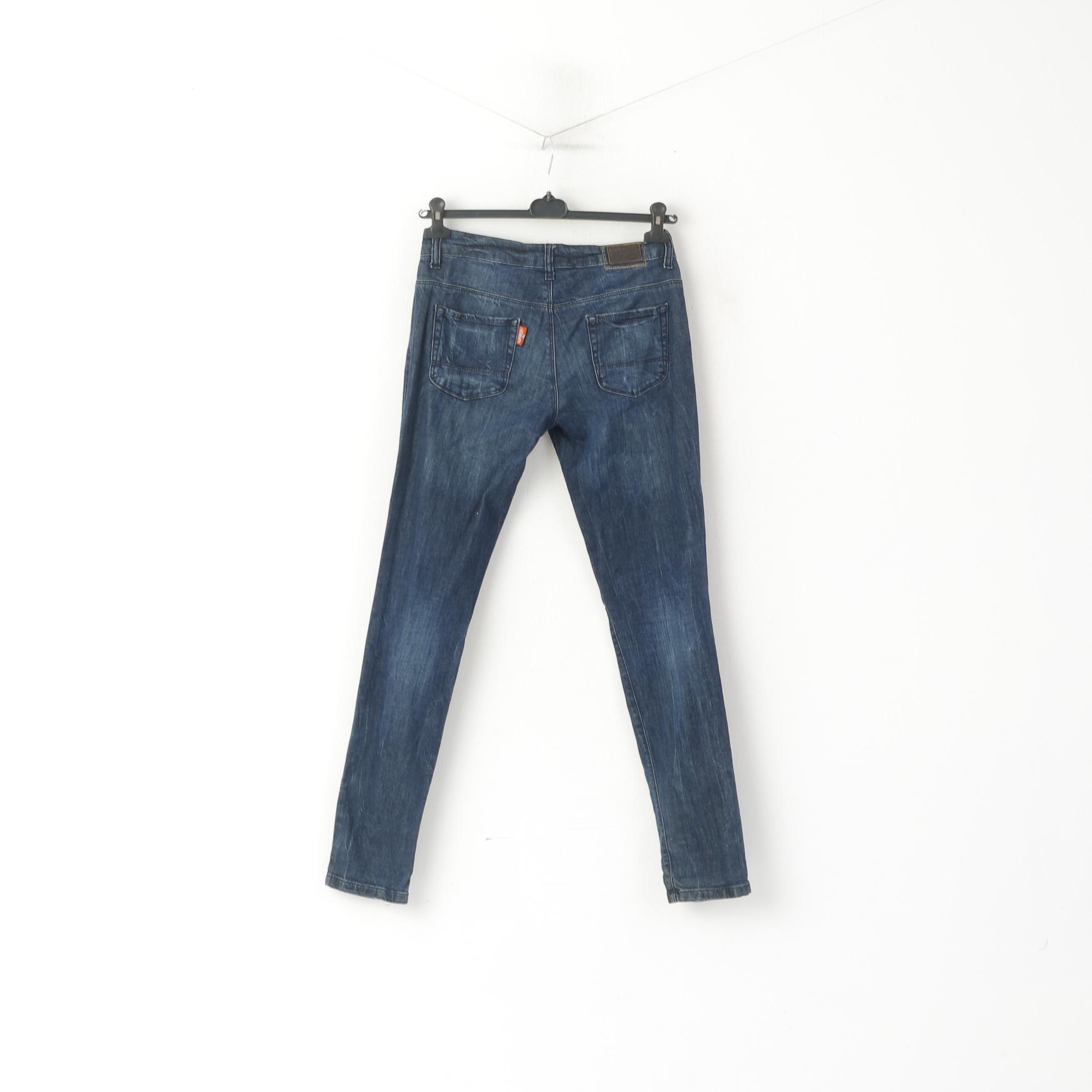 Pantaloni jeans Superdry Powder Slim da donna 30 Pantaloni skinny in cotone blu scuro