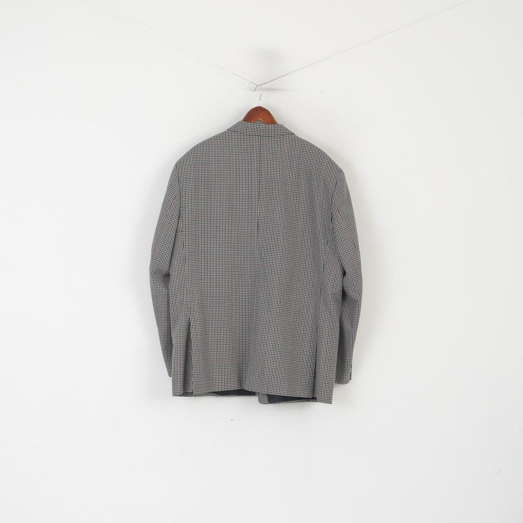 Skopes Men 54 Long Blazer Gray Herringbone Vintage Wool Single Breasted Jacket
