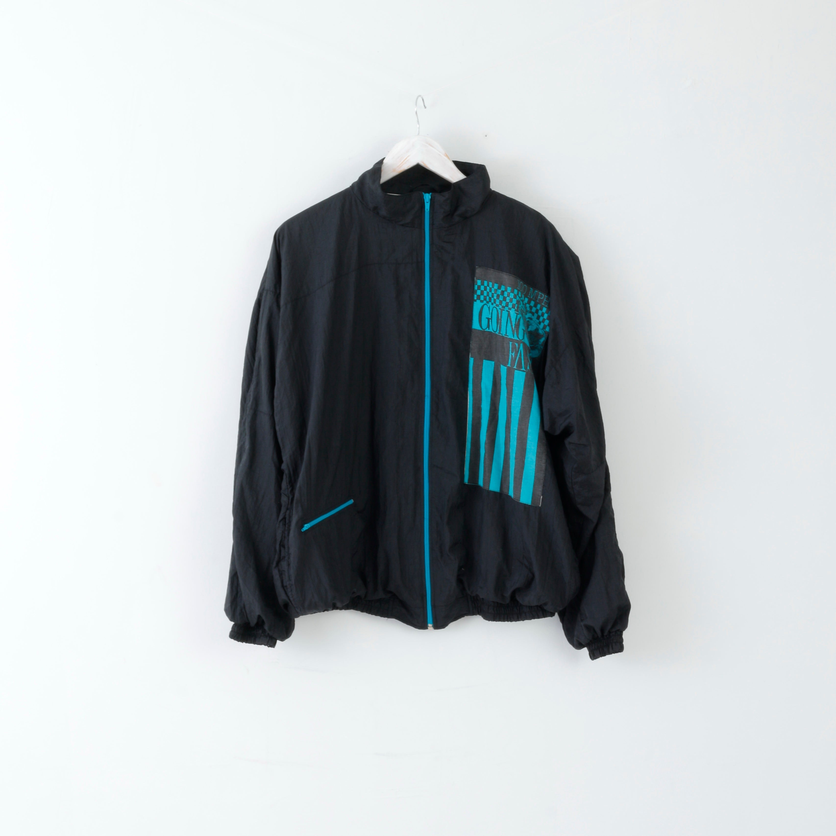 Super Champ Mens XL Vintage Jacket Full Zipper Sport Black Going Fast