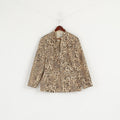 Marco Pecci Women 48 XXL Jacket Beige Animal Print Panther Zip Up Blazer