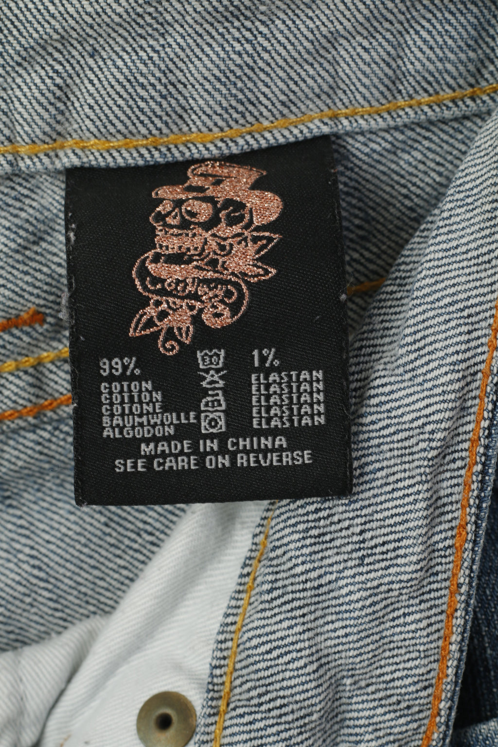 Ed Hardy by Christian Audigier Pantalon en jean 27 pour femme Pantalon skinny en coton bleu