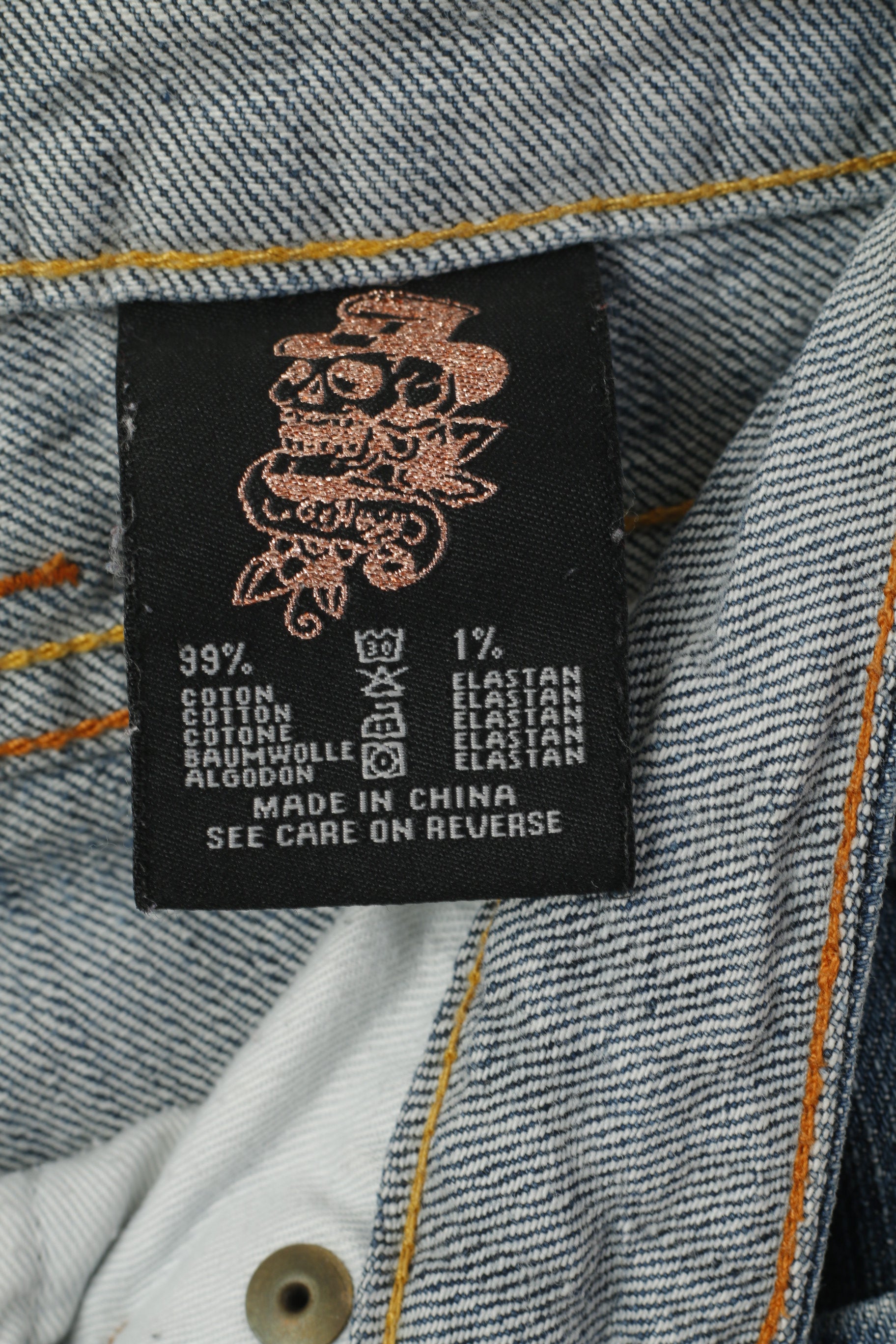 Ed Hardy by Christian Audigier Pantalon en jean 27 pour femme Pantalon skinny en coton bleu