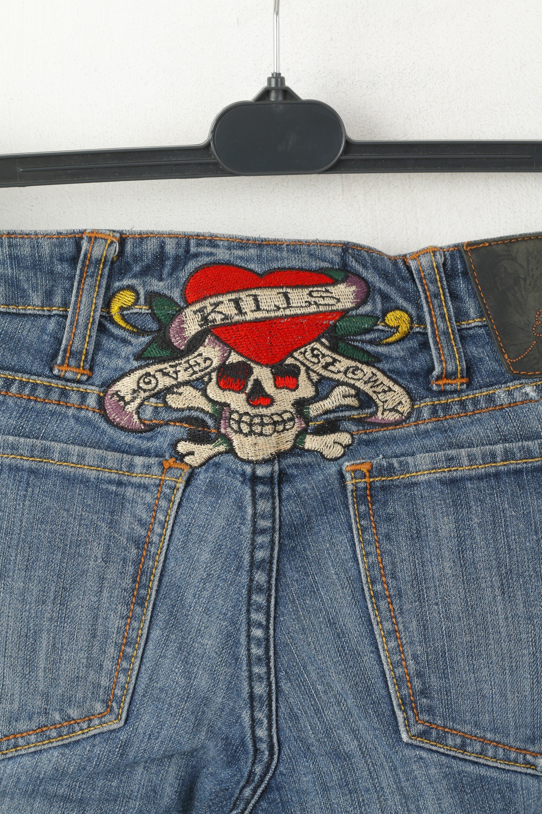 Ed Hardy by Christian Audigier Pantalon en jean 27 pour femme Pantalon skinny en coton bleu