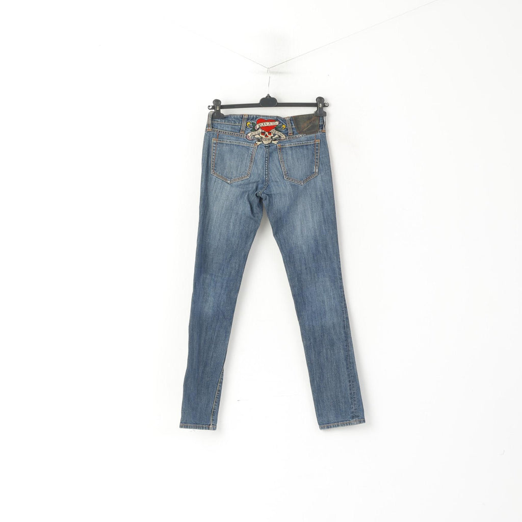 Ed Hardy by Christian Audigier Pantalon en jean 27 pour femme Pantalon skinny en coton bleu
