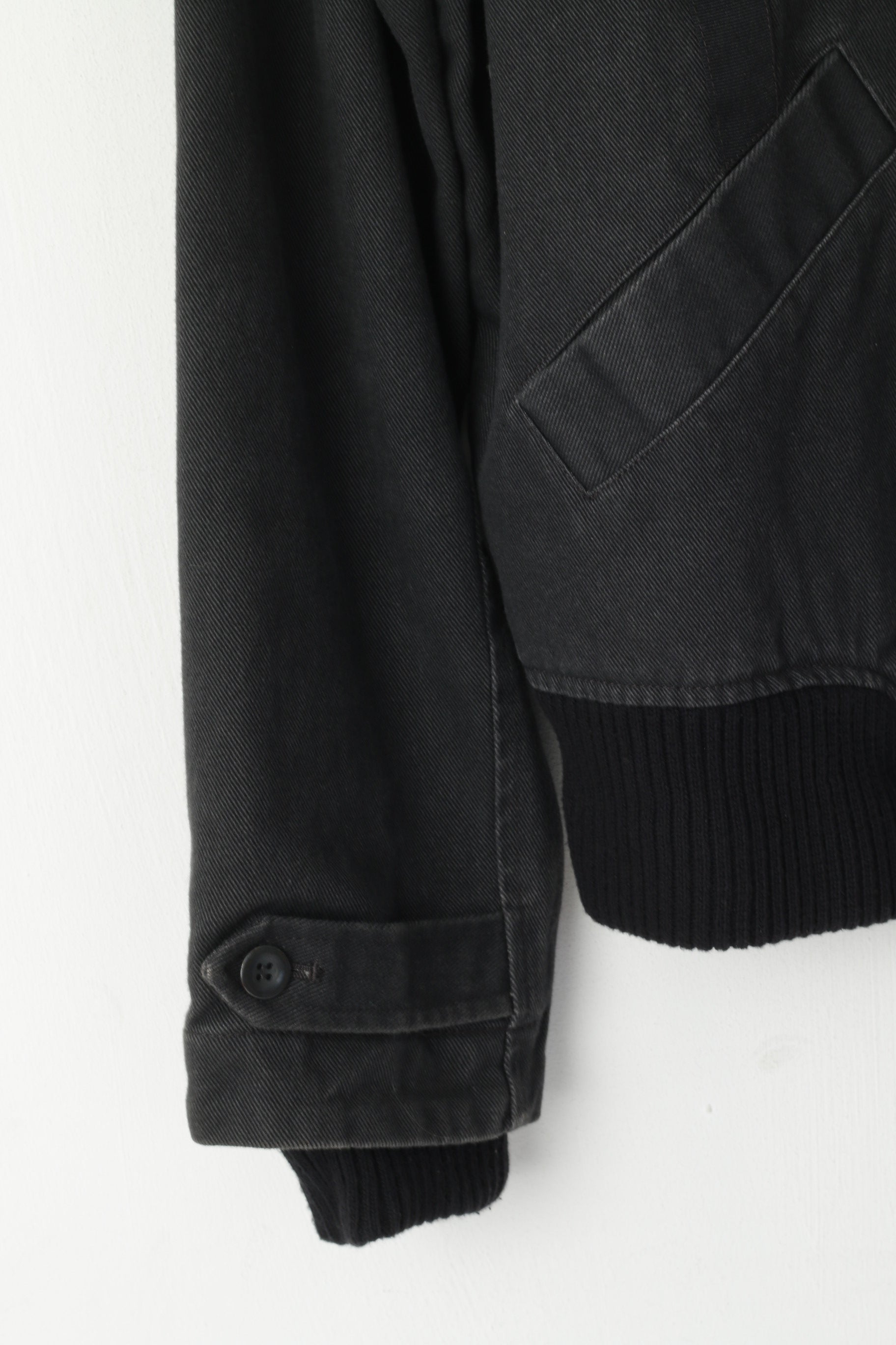 Kenneth Cole Giacca da uomo L Giacca casual in denim di cotone nero con cerniera intera multi tasche