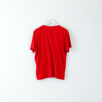 Nike Mens XL T-Shirt Red Crew Neck Cotton Logo Slim Fit