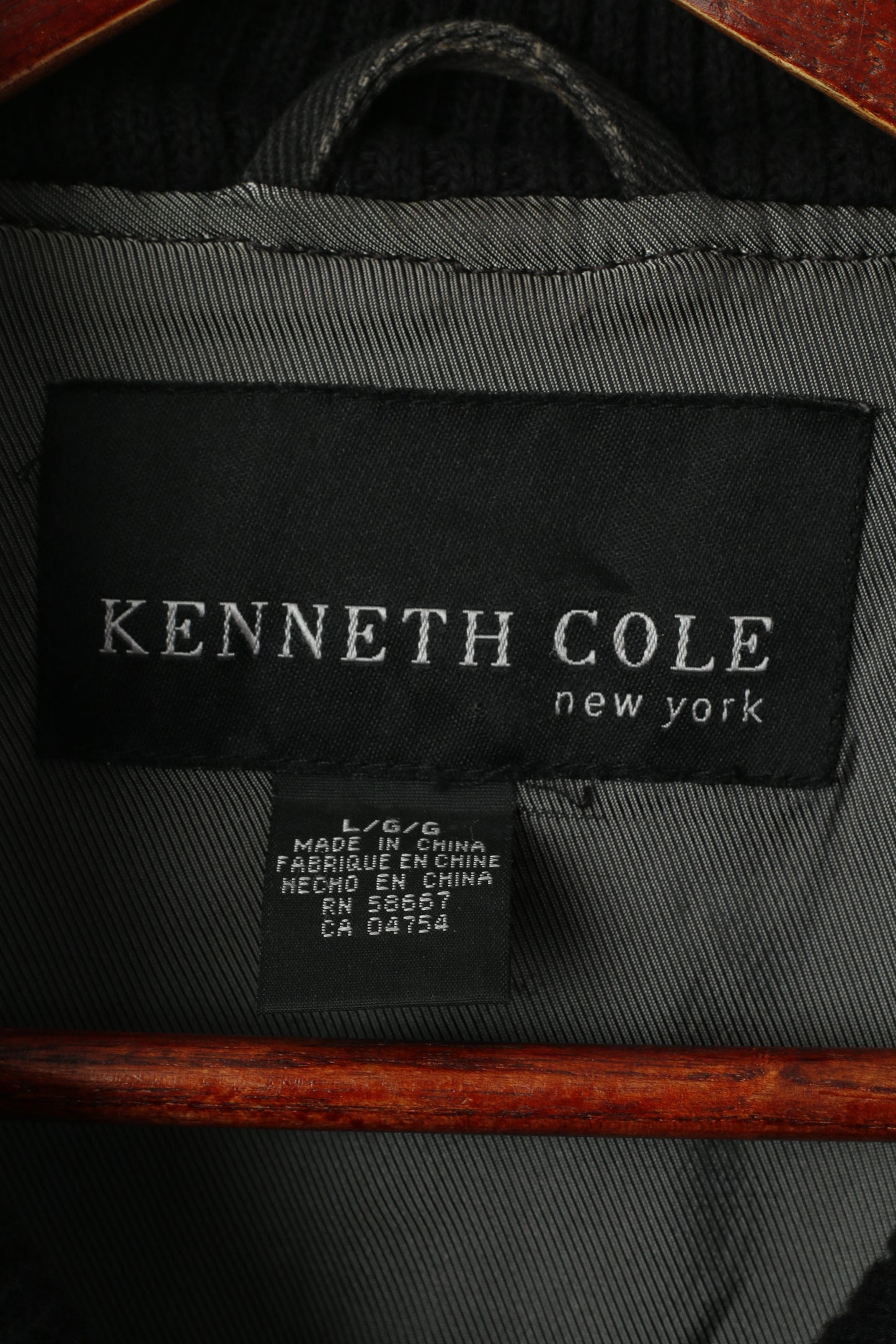 Kenneth Cole Hommes L Veste Noir Coton Denim Pleine Fermeture Éclair Multi Poches Haut Décontracté