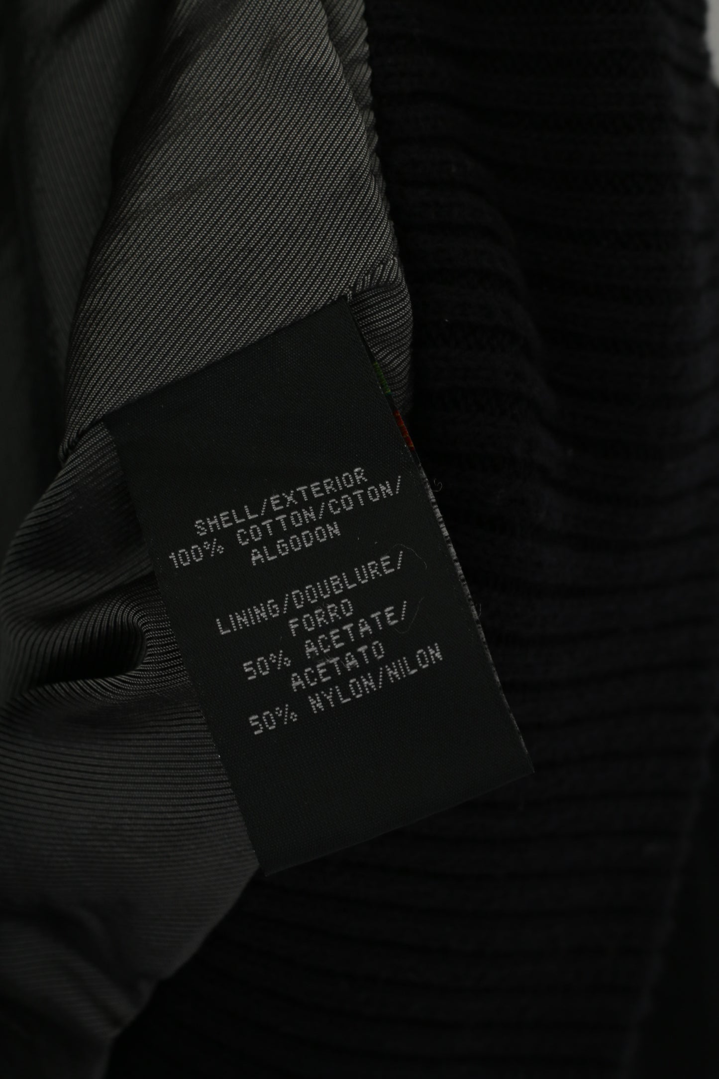 Kenneth Cole Men L Jacket Black Cotton Denim Full Zipper Multi Pockets Casual Top
